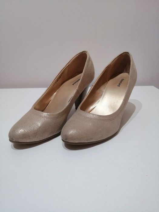 Złote buty na obcasie Graceland Deichmann rozmiar 38
