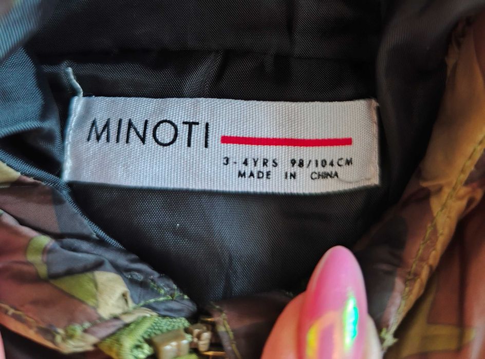 Minoti śliczna kamizelka z kapturem we wzór moro r. 98