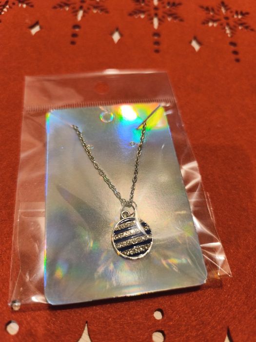 Łańcuszek z kółkiem czarno srebrnym