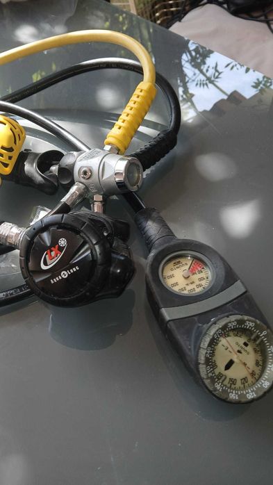 Conjunto Regulador Aqua Lung LX + Octopus + Consola com Bússola – Excelente Estado