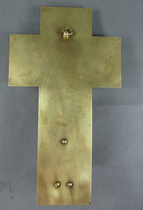 Duża KROPIELNICA onyx emalia Jezus KRZYŻ 34,5 cm 2 kg