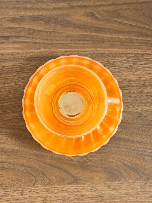 Serviço Vintage Fire-King Peach Lustre – 6 Conjuntos Completos