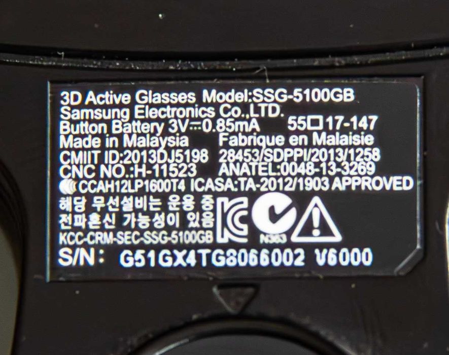 Oryginalne okulary aktywne  3D Samsung SSG-5100GB cena za 2 sztuki