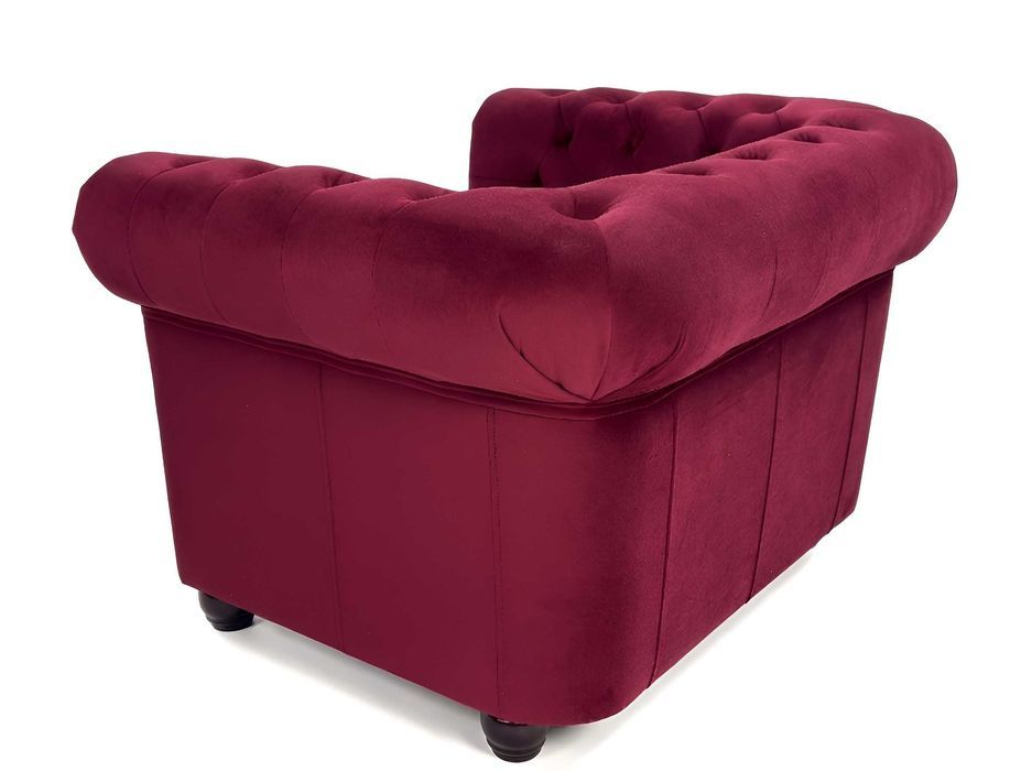 Fotel Sydney pikowany chesterfield Wiśniowy tk.Venus Velvet 2919 welur