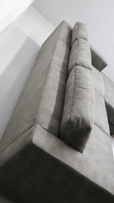 TDO NOWY NOWOCZESNY NAROŻNIK kanapa tkanina popiel z zielenią sofa