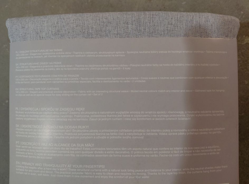 Nowe zasłony strukturalne 140x250 na taśmie
