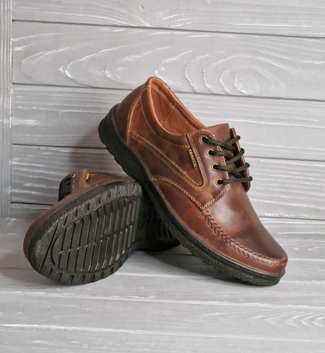 39-48 Мужские кожаные коричневые прошитые туфли шнурок резинка traffic