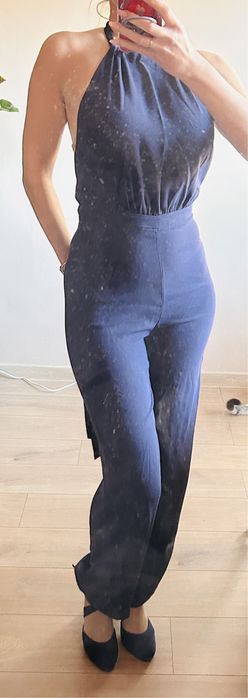 Kombinezon damski elegancki wyjściowy 34/36 granatowy
