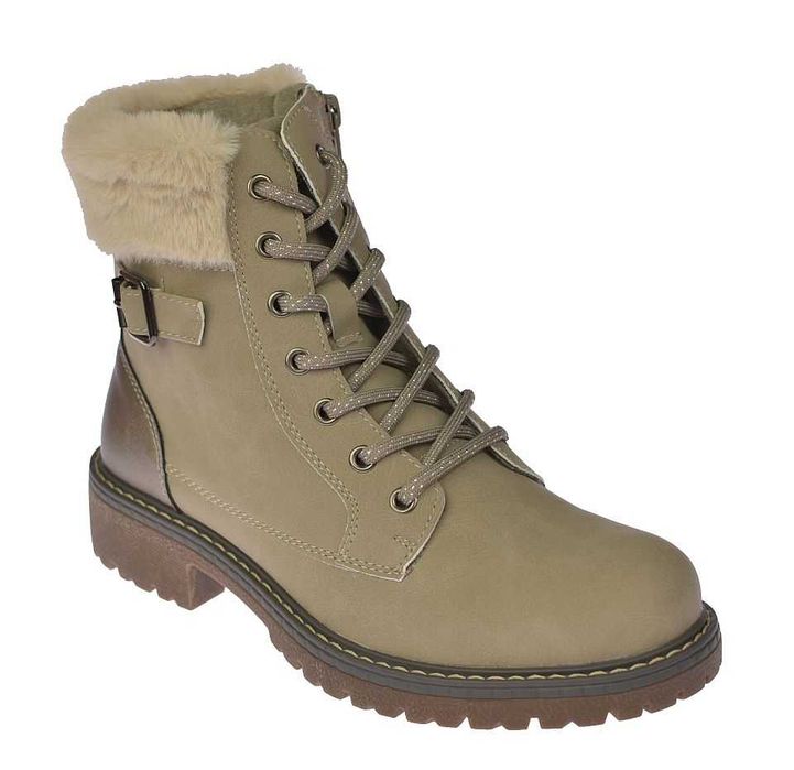 Botki damskie ocieplane trapery na zamek glany B-3-1344 beż  rozm. 41