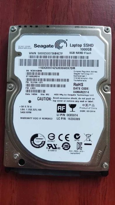 Seagate Laptop SSHD 1TB ST1000LM014 8GB NAND Flash 2.5