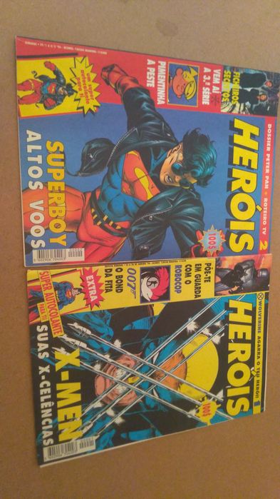 2 Revistas Heróis de 1996 com raro cromo incluídos