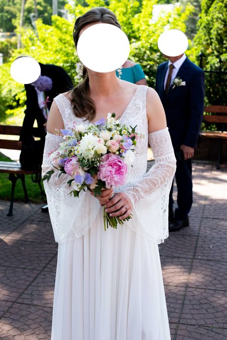 Suknia ślubna Mia Lavi 36/38 Boho/Rustykalna/Klasyczna +rękawy +welon