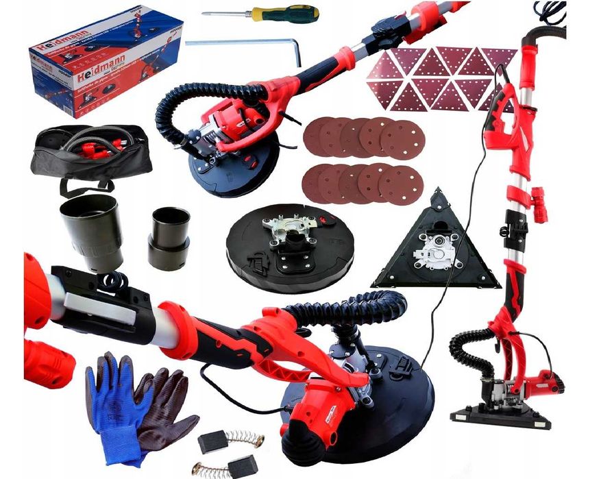 SZLIFIERKA do gipsu gładzi ŻYRAFA 1500W + trójkąt + LED + PAPIER 239