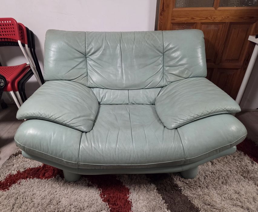 Fotel Kler z podnóżkiem, skóra naturalna