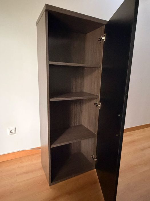Móvel de Apoio Wengué e Preto Lacado – 145 cm Altura