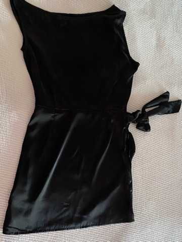 Vestido preto acetinado Tiffosi