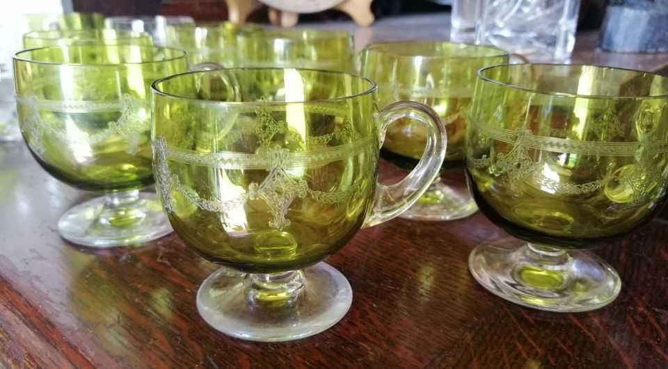 Chávenas café cristal lapidado, s/uso anos 20