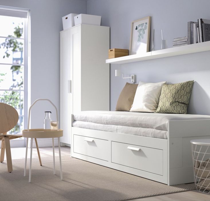 Cama indiv/dupla c/2 gav. branca 80x200 cm