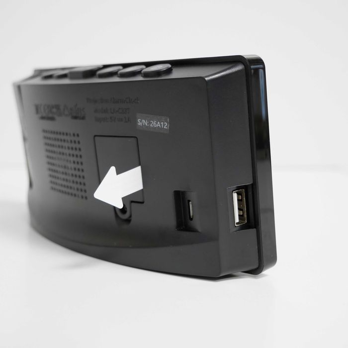 Zegar LED z projektorem LA-C337 - budzik, USB, wyświetlacz niebieski