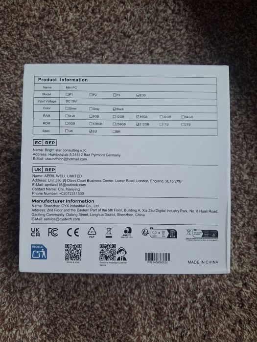 Міні-ПК NiPoGi E3B AMD Ryzen 5 7430U (до 4,3 ГГц) 16 ГБ DDR4 512 ГБ