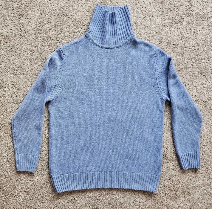 Gruby golf męski Zara błękitny, wełna/nylon, rozm. M-L