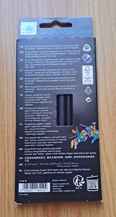 Lápis de Cor Faber-Castell Black Edition (12 Cores Neon & Pastel)