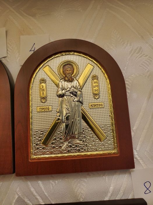 Икона греческая серебро+дерево