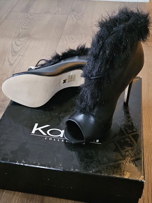 Kazar botki damskie z odkrytymi palcami nowe r.39 skóra futerko sznuro