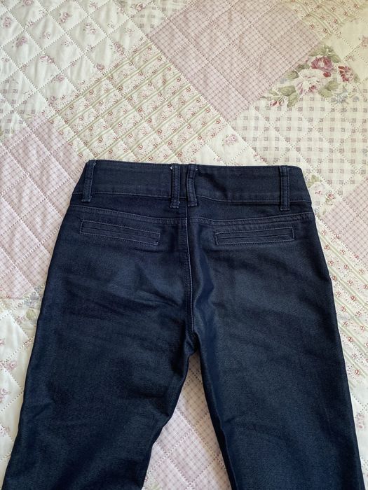 Granatowe proste jeansy biodrówki XXS 32 XS 34 niski stan vintage 00s y2k baddie