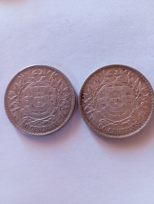 2 moedas de 50 centavos 1913