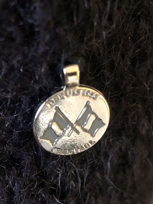 Granatowy sweter Jean Paul z wełną i moherem M