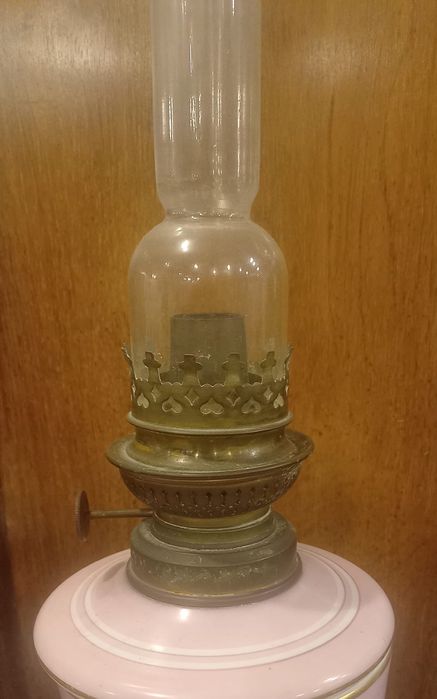 Candeeiro  petroleo vidro opalino Boemia sec  XIX /Antique  Bohemian