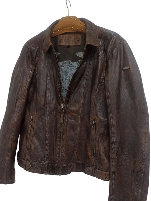 Коричнева шкіряна куртка g3000 collection, м'яка шкіра ягня