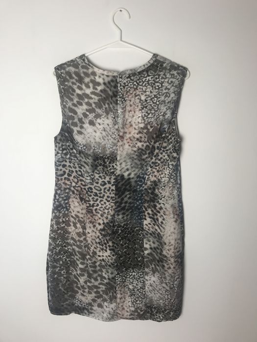 Elegancka krótka sukienka mini beżowa panterka Gerry Weber vintage