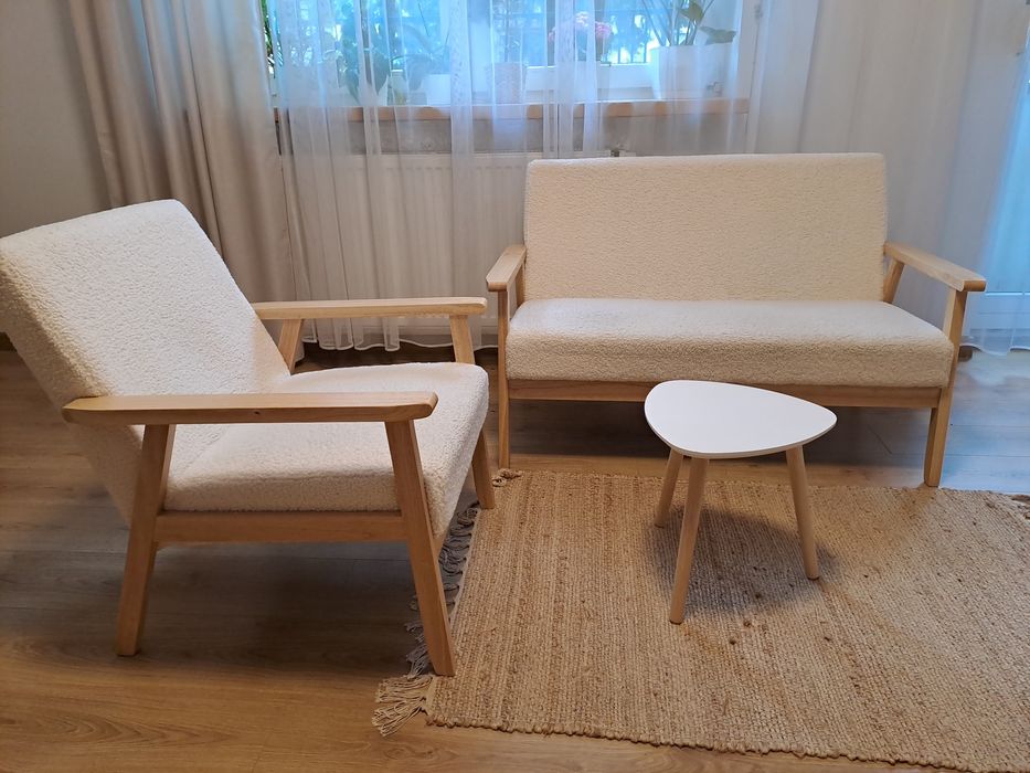 Fotel i sofa z tkaniny boucle