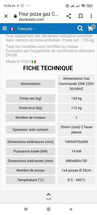 Forno de Pizzas a gaz