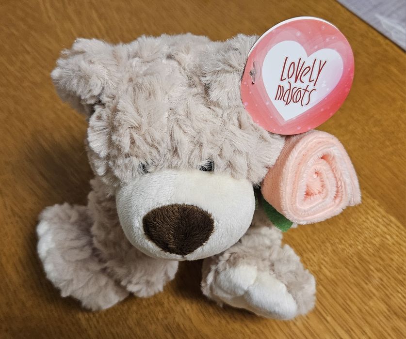 Miś pluszowy z różą Na walentynki Nowy na prezent walentines day plusz