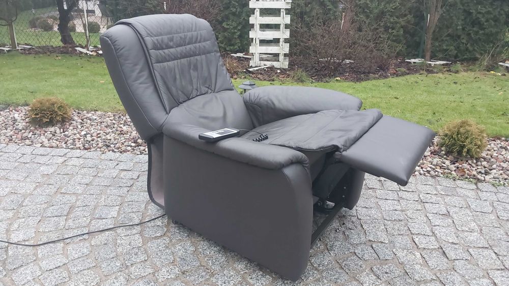 HUKLA fotel rozkładany z pionizacją i funkcją relax skóra nat pilot