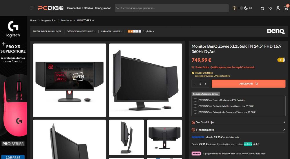 Monitor BenQ Zowie 360Hz DyAc⁺ XL2566K
