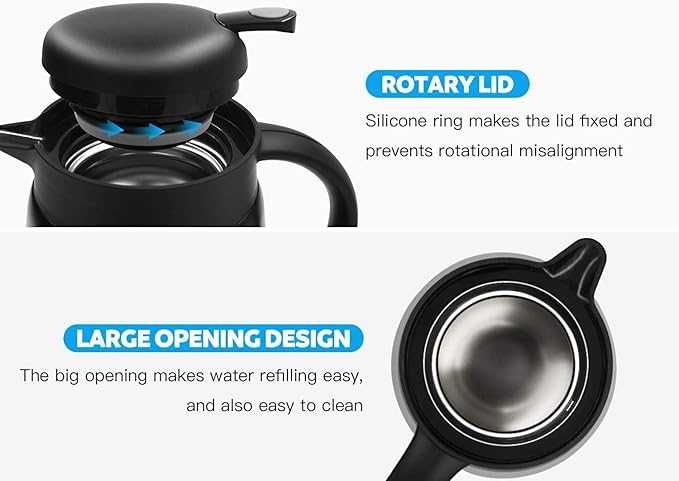 Luvan Dzbanek termiczny 800 ml, karafka termiczna ze stali nierdzewnej