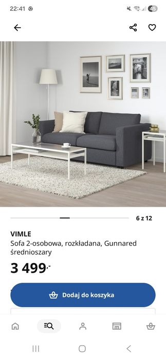 Sofa, kanapa dwuosobowe z możliwością rozłożenia Ikea Vimle