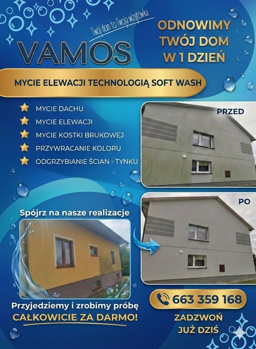 Mycie elewacji Mycie kostki brukowej Mycie dachu