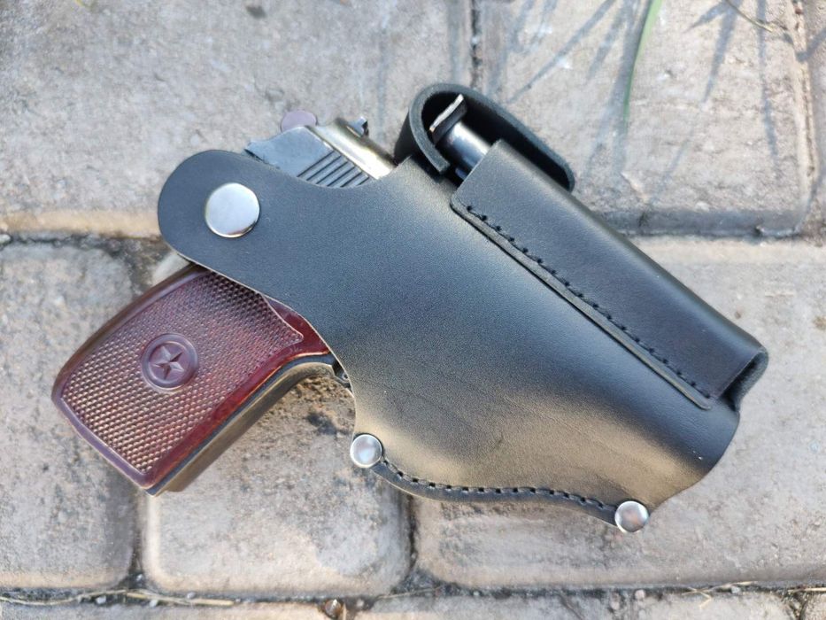 Кобура ПМ кожа/шкіра з підсумком шкіра та шнур