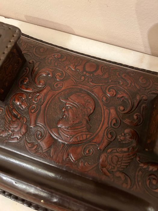 Чернильница кожаная, винтаж