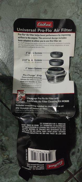 Filtro de ar Edelbrock 43610 PROFLO novo