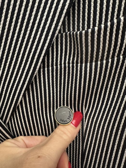 MAX MARA piękna marynarka ze spodniami w prążek, granatowy