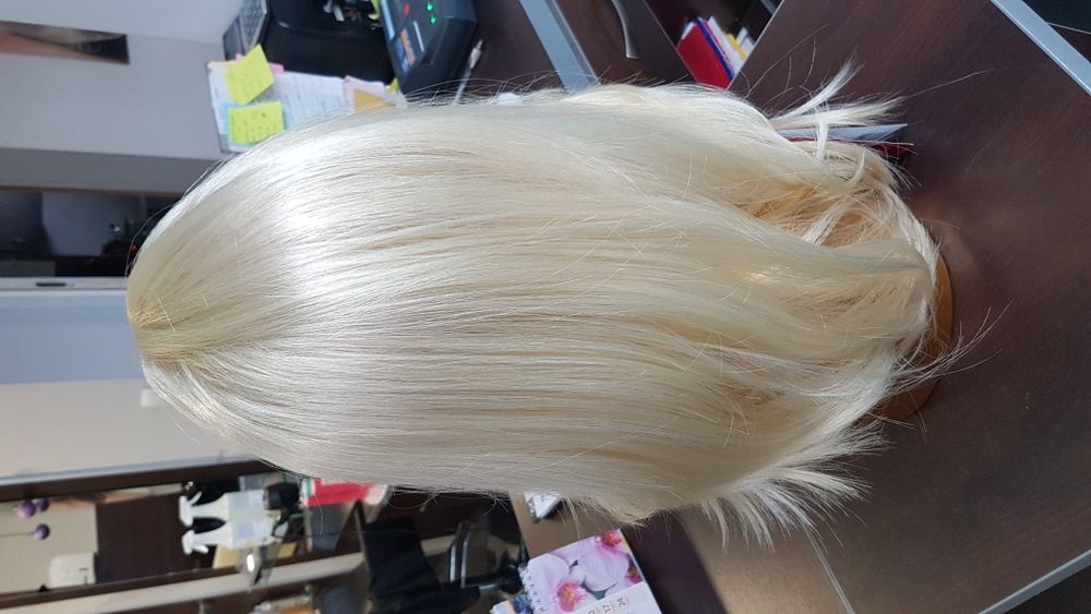 Peruka syntetyk blond długie grzywka proste kręcone 7001 Sapphire 613