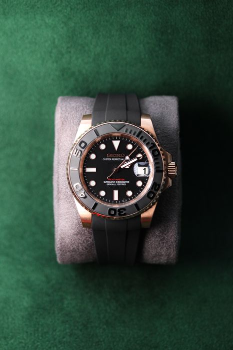 Zegarek Seiko Mod Yacht Master Rose Gold Black Gum