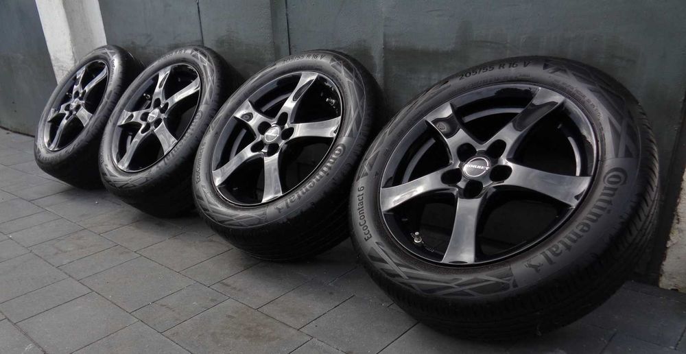 Czarne alufelgi BORBET 16 cali 5x105 Opel Astra J K, Chevrolet + opony