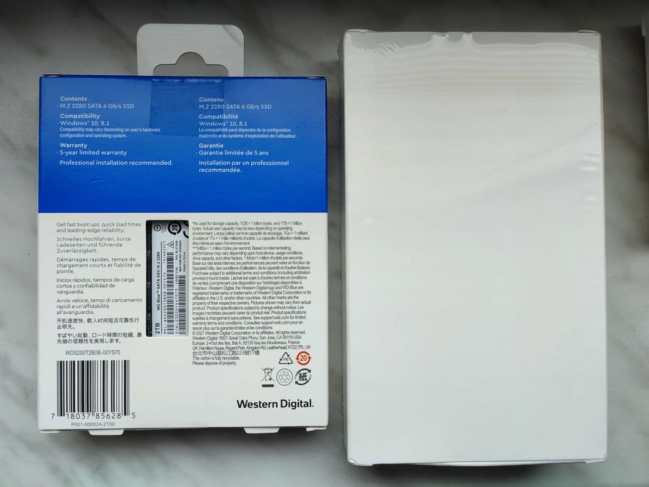 WD Blue SATA SSD 2TB. Dysk M.2 SATA + obudowa do dysku m.2.